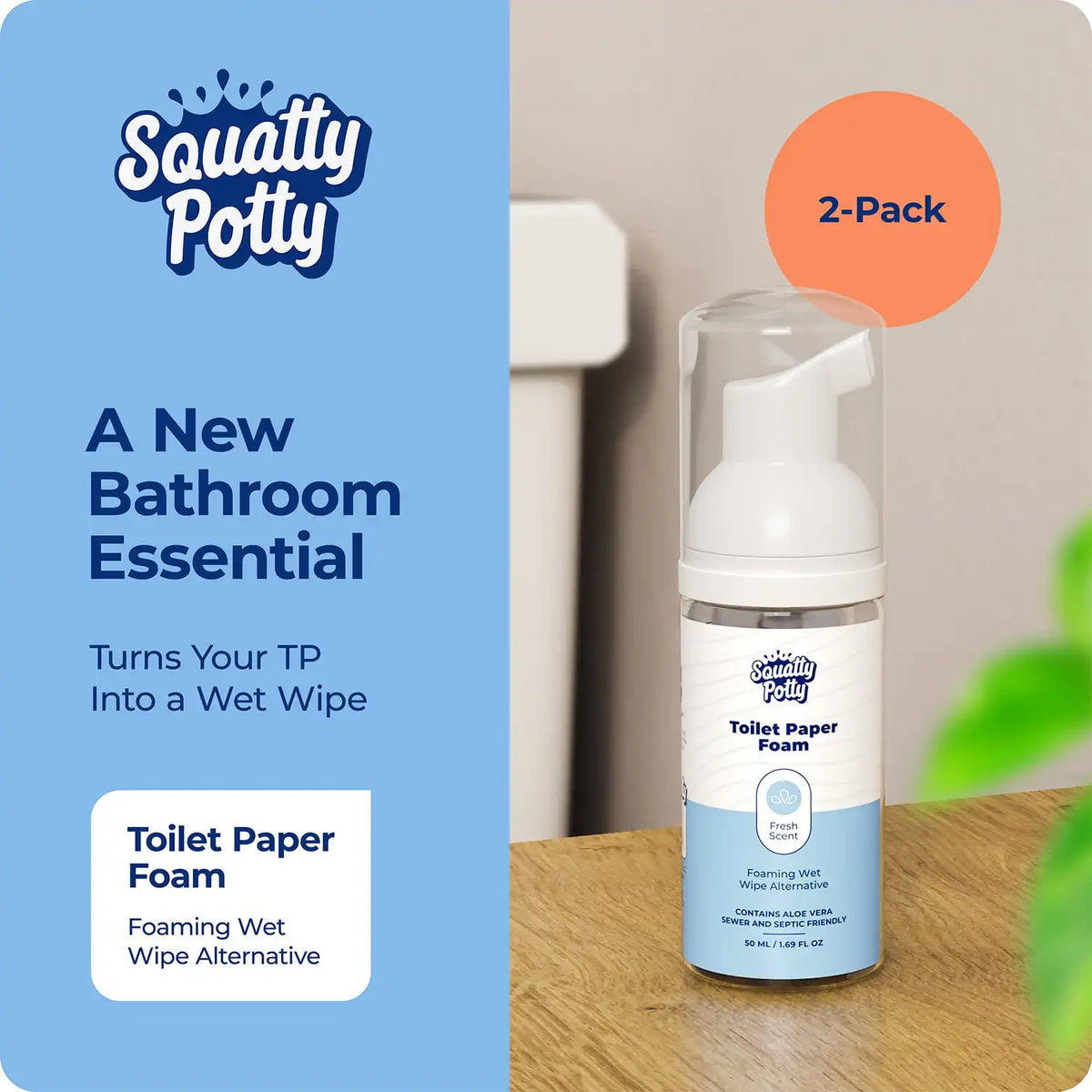 Toilet Paper Foam Instant Wet Wipe 2 Pack